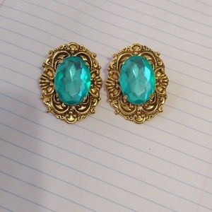 Beautiful Blue-Green Clip-on Earrings